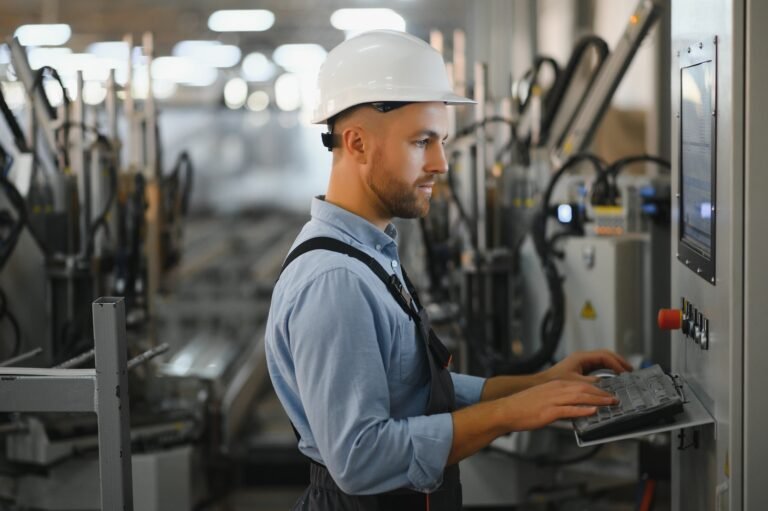 Factory worker. Man working on the production line