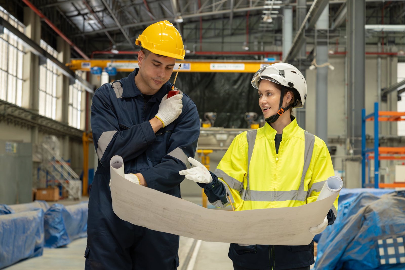 Two professional engineers working on the site